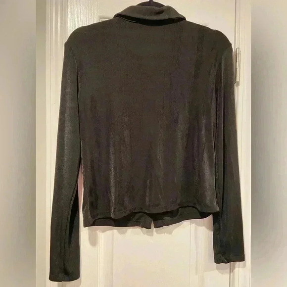 Princess Polly Black Stretchy Snap Front Long Sleeve Collared Top Size 12 - Picture 9 of 11